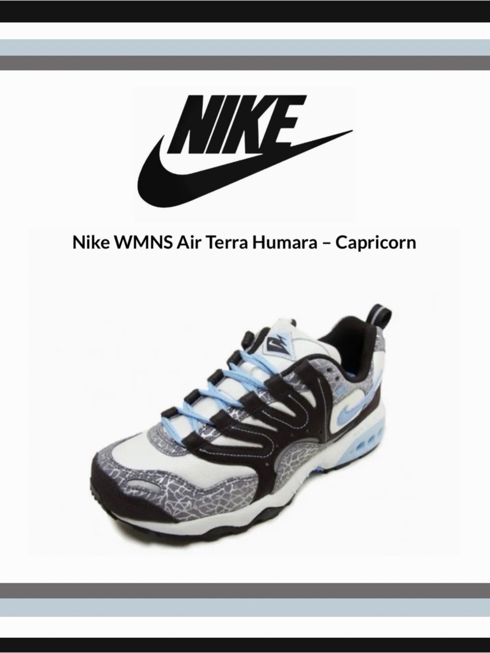 Nike WMNS Air Terra Humara Sneakers in White, Black & Light Blue Size 8.5